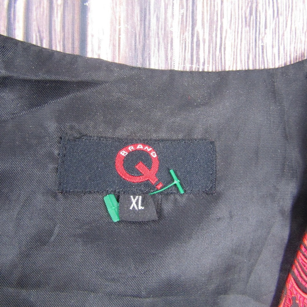 Suit Vest Brand Q Mens XL Red Paisley Tuxedo Belted Formal Wedding Waistcoat - Picture 2 of 5